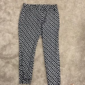 Navy and white Patterned stretch khaki pants